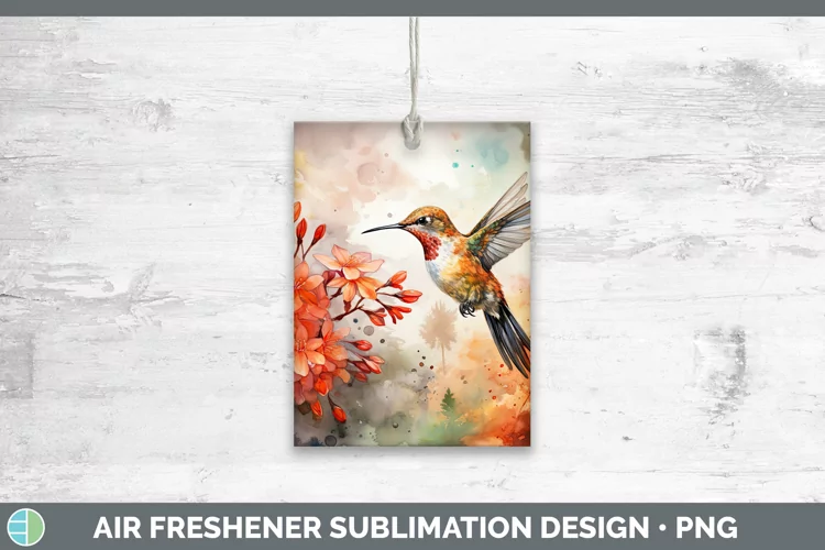 Autumn Watercolor Hummingbird Air Freshener Sublimation Car
