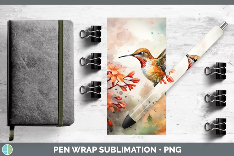 Autumn Watercolor Hummingbird Pen Wrap Sublimation Epoxy Pen