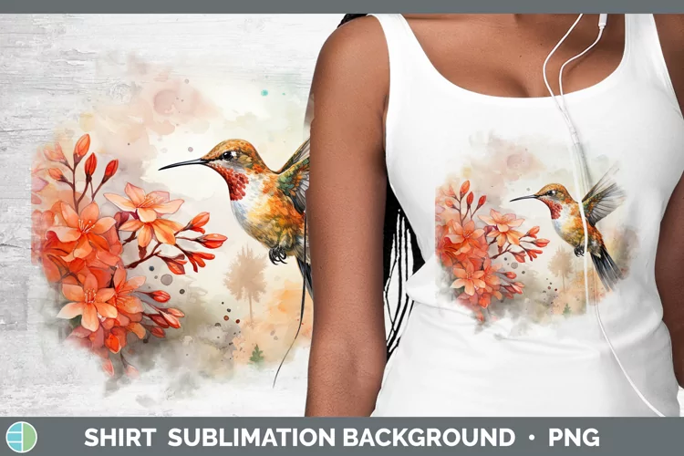 Autumn Watercolor Hummingbird Shirt Sublimation Sublimation