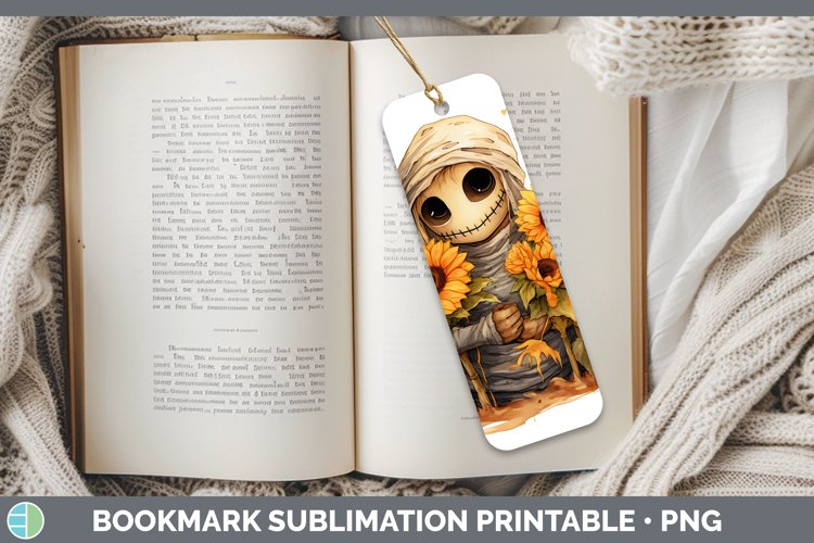 Autumn Watercolor Mummy Bookmark Sublimation Printable Desig