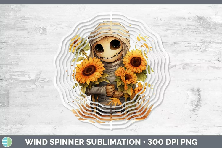 Autumn Watercolor Mummy Wind Spinner Sublimation Spinner Des