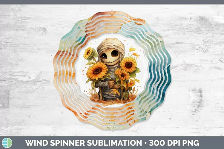 Autumn Watercolor Mummy Wind Spinner Sublimation Spinner Des