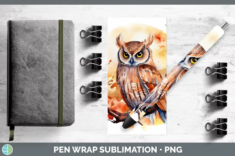Autumn Watercolor Owl Pen Wrap Sublimation Epoxy Pen Designs