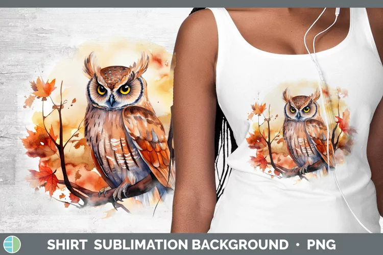 Autumn Watercolor Owl Shirt Sublimation Sublimation Backgrou