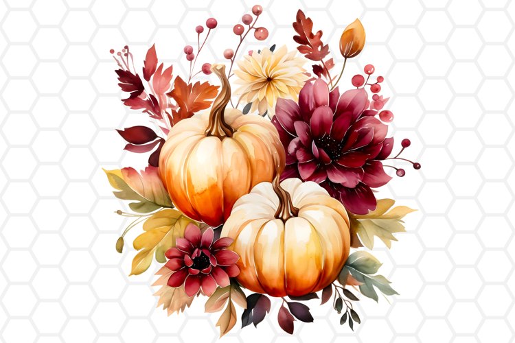 Autumn Watercolor Pumpkin Clipart, Sublimation PNG