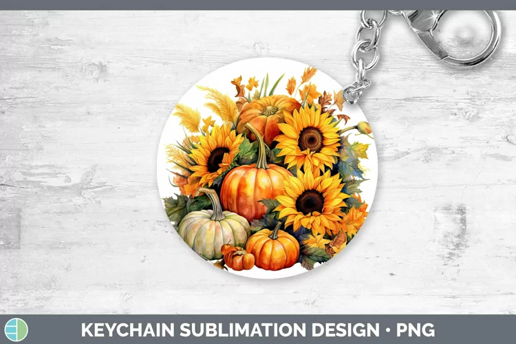 Autumn Watercolor Pumpkins Keychain Sublimation Keyring Desi