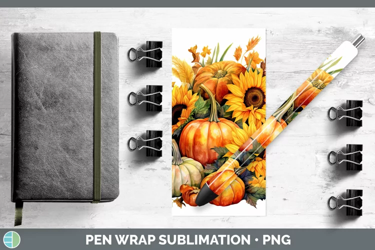 Autumn Watercolor Pumpkins Pen Wrap Sublimation Epoxy Pen De