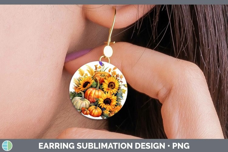Autumn Watercolor Pumpkins Round Earrings Sublimation Earrin