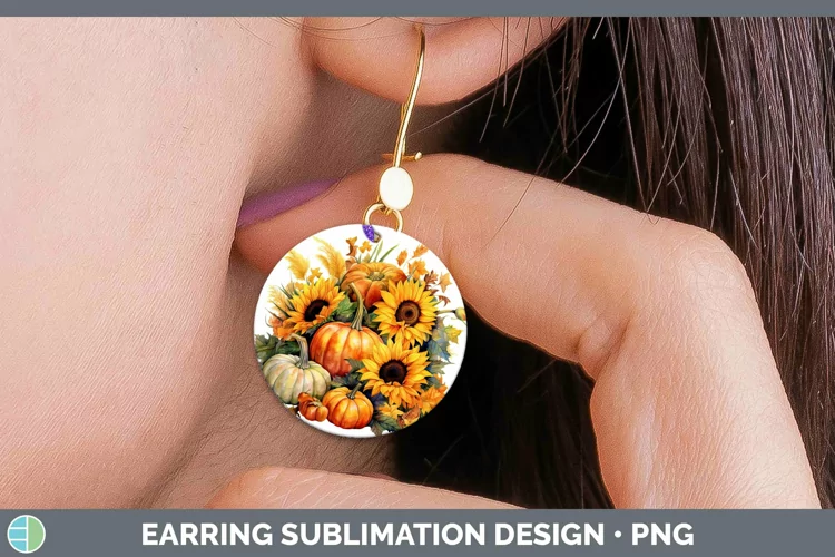 Autumn Watercolor Pumpkins Round Earrings Sublimation Earrin