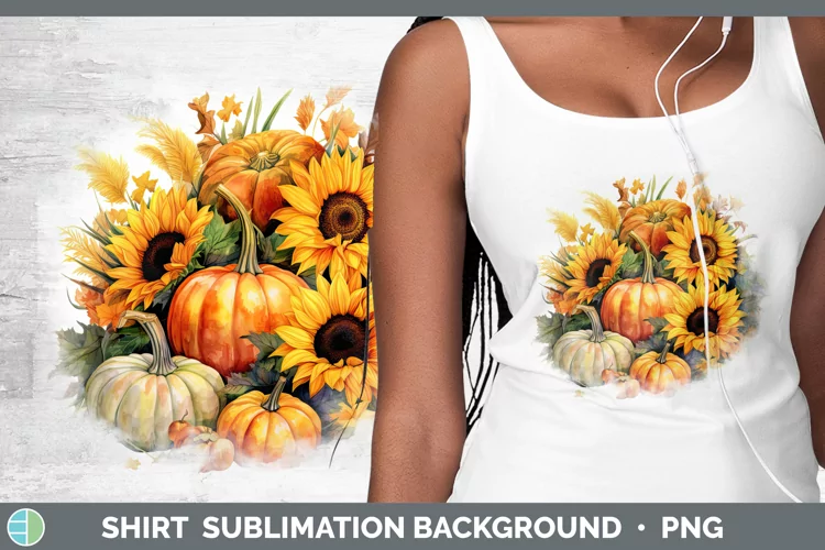 Autumn Watercolor Pumpkins Shirt Sublimation Sublimation Bac