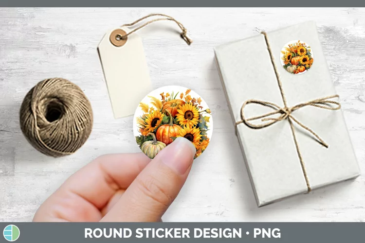 Autumn Watercolor Pumpkins Stickers | Round Labels Designs
