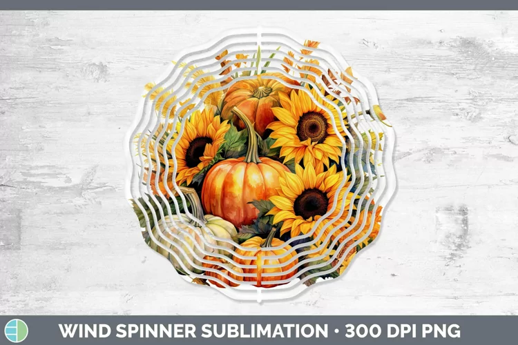 Autumn Watercolor Pumpkins Wind Spinner Sublimation Spinner
