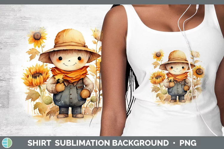 Autumn Watercolor Scarecrow Shirt Sublimation Sublimation Ba