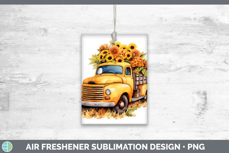 Autumn Watercolor Vintage Truck Air Freshener Sublimation Ca