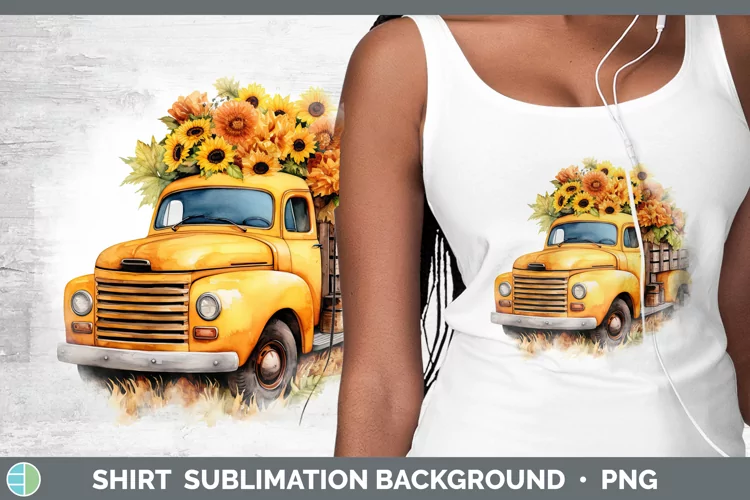 Autumn Watercolor Vintage Truck Shirt Sublimation Sublimatio