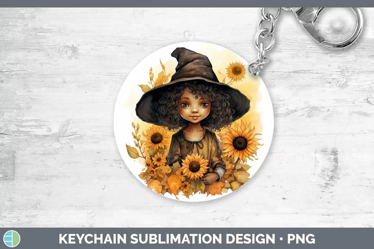 Autumn Watercolor Witch Keychain Sublimation Keyring Designs
