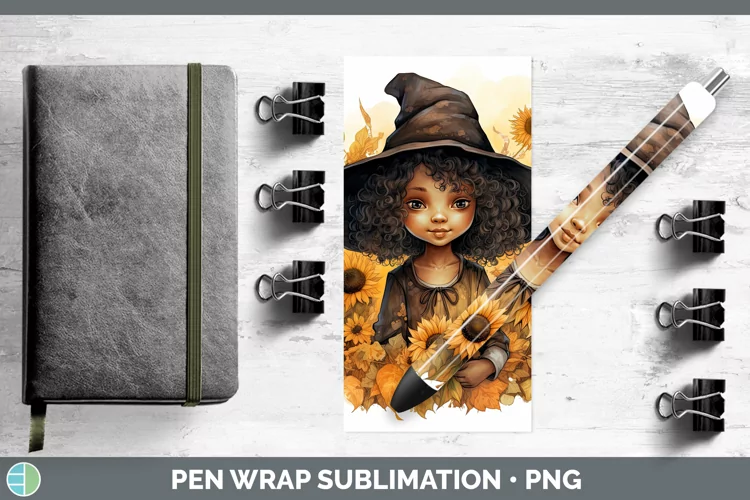 Autumn Watercolor Witch Pen Wrap Sublimation Epoxy Pen Desig
