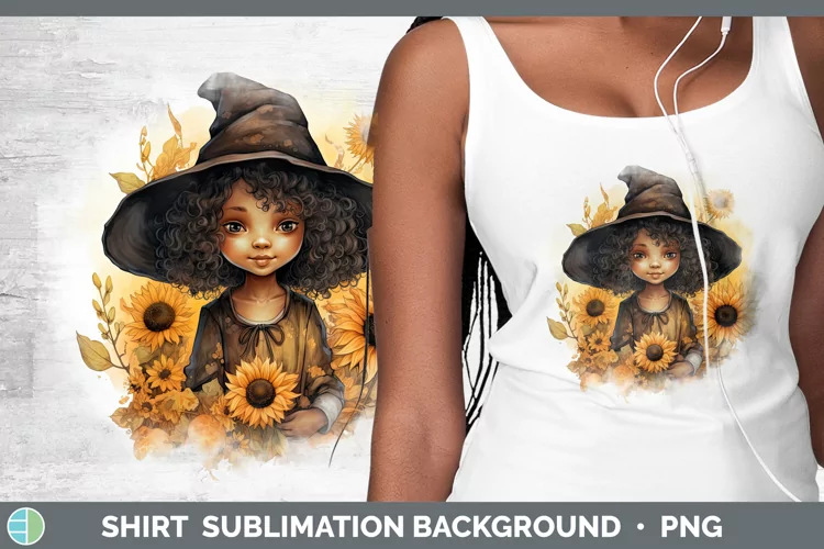 Autumn Watercolor Witch Shirt Sublimation Sublimation Backgr