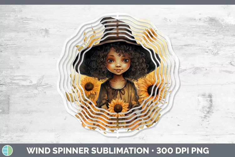 Autumn Watercolor Witch Wind Spinner Sublimation Spinner Des