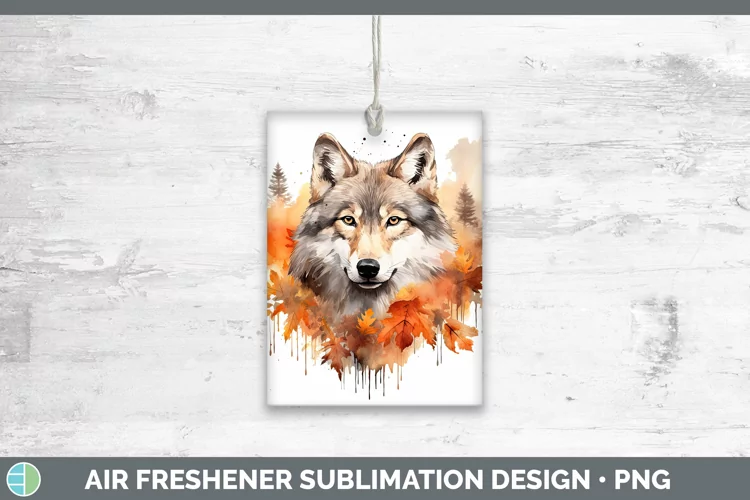 Autumn Watercolor Wolf Air Freshener Sublimation Car Freshen