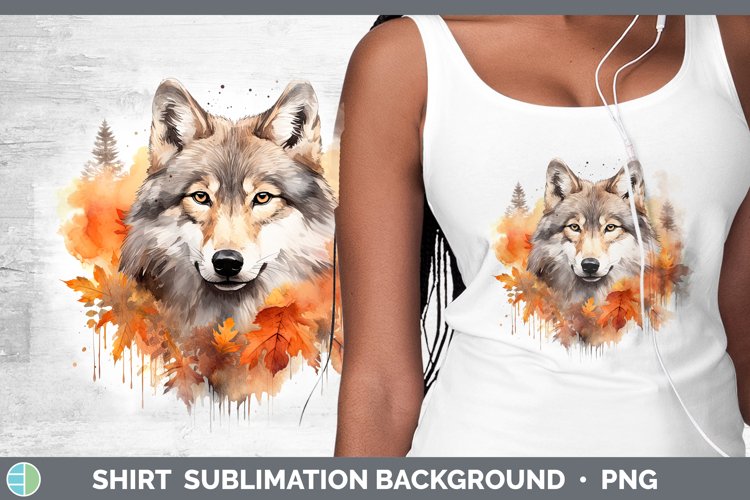 Autumn Watercolor Wolf Shirt Sublimation Sublimation Backgro