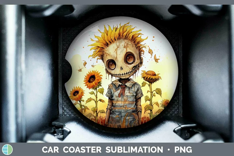 Autumn Watercolor Zombie Car Coaster Sublimation Coaster Des