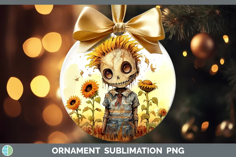 Autumn Watercolor Zombie Ornament Sublimation Bauble Designs