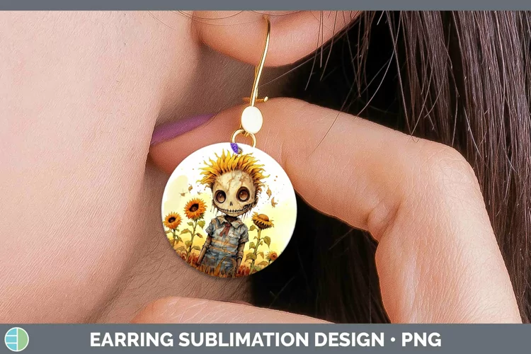 Autumn Watercolor Zombie Round Earrings Sublimation Earrings