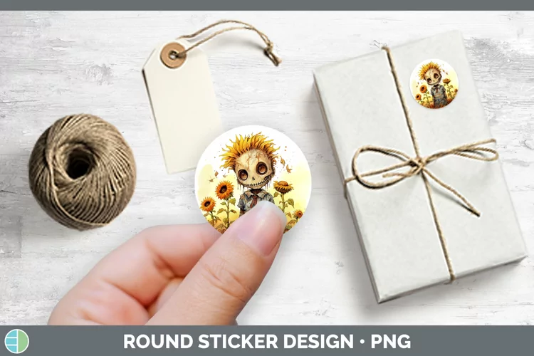 Autumn Watercolor Zombie Stickers | Round Labels Designs