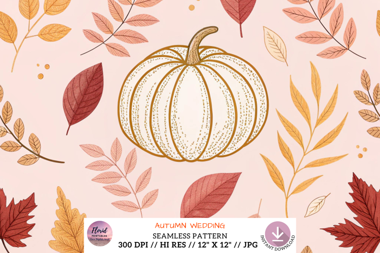 Autumn Wedding Pressed Flowers Digital Paper