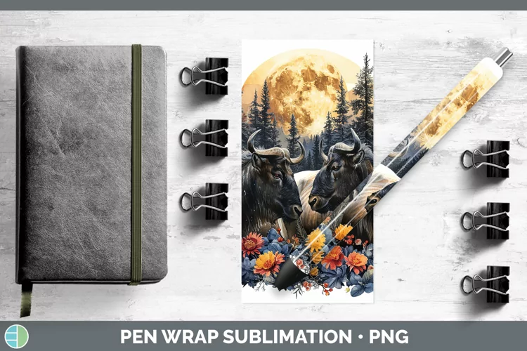 Autumn Wildebeest Pen Wrap Sublimation Epoxy Pen Designs