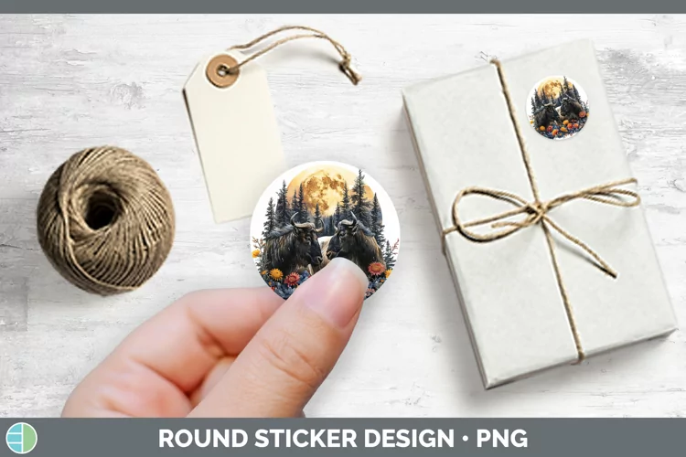 Autumn Wildebeest Stickers | Round Labels Designs