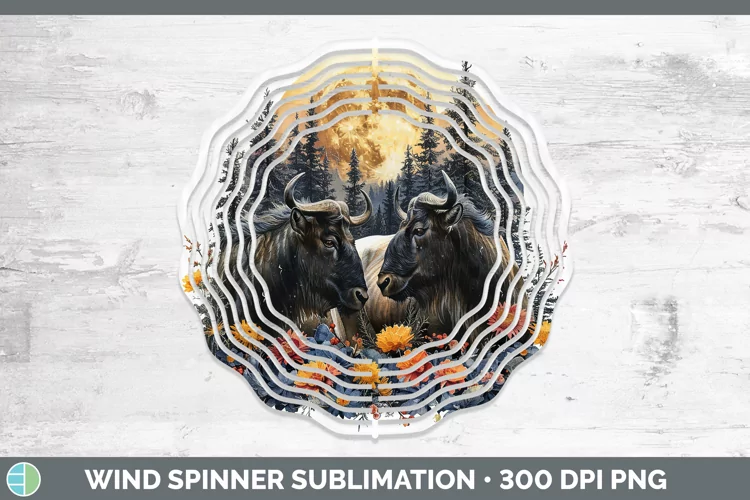 Autumn Wildebeest Wind Spinner Sublimation Spinner Designs