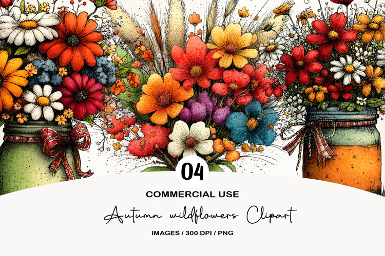 Autumn wildflowers Clipart example image 1