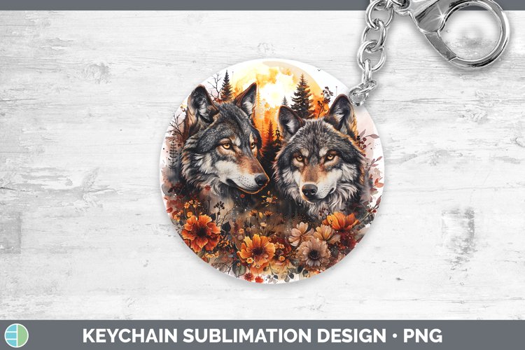 Autumn Wolf Keychain Sublimation Keyring Designs