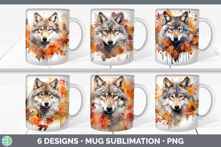 Autumn Wolf Mug Wrap | Bundle Coffee Cup Designs