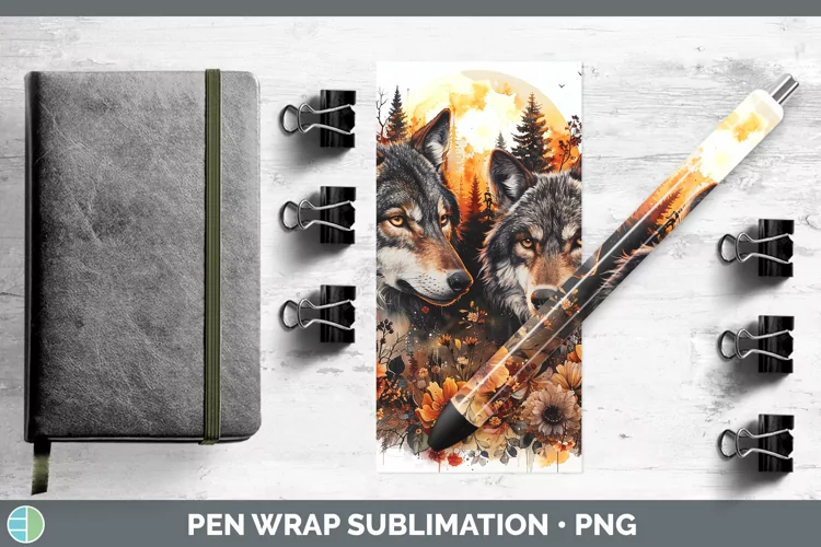Autumn Wolf Pen Wrap Sublimation Epoxy Pen Designs