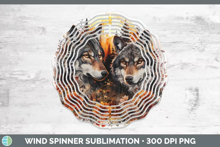 Autumn Wolf Wind Spinner Sublimation Spinner Designs