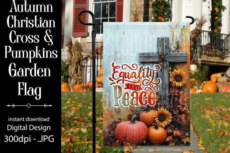 Christian Garden Flag, Autumn Pumpkins Cross Garden Flag 8