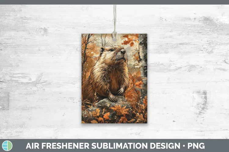 Autumn Woodland Animals Beaver Air Freshener Sublimation Car