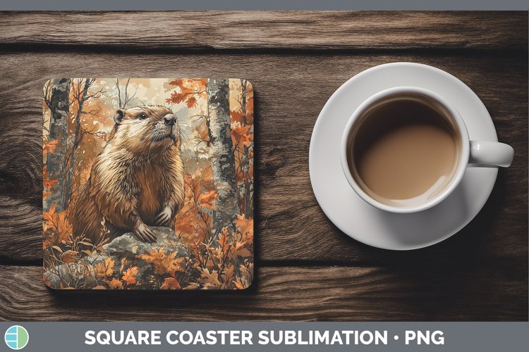 GorgeousAutumn Woodland Animals Square Coaster design.