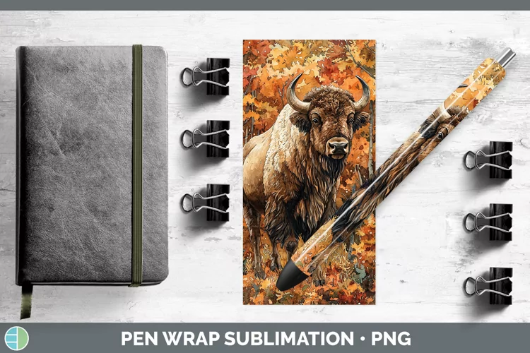 Autumn Woodland Animals Bison Pen Wrap Sublimation Epoxy Pen