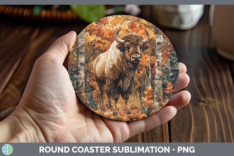 GorgeousAutumn Woodland Animals Round Coaster design.