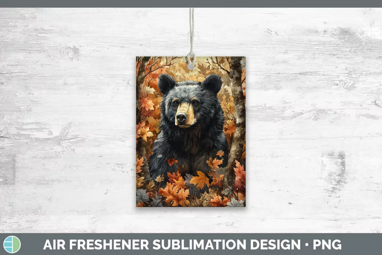 Autumn Woodland Animals Black Bear Air Freshener Sublimation