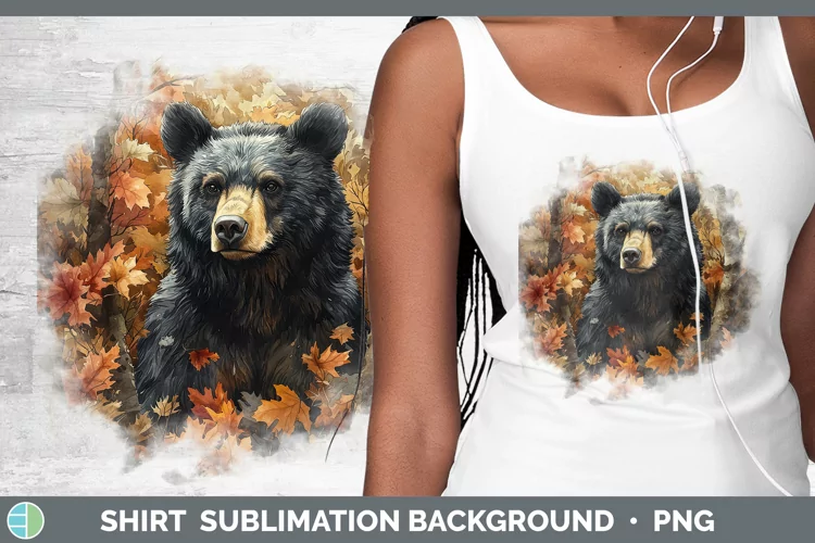 Autumn Woodland Animals Black Bear Shirt Sublimation Sublima