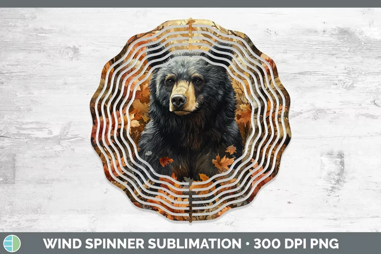 Autumn Woodland Animals Black Bear Wind Spinner Sublimation