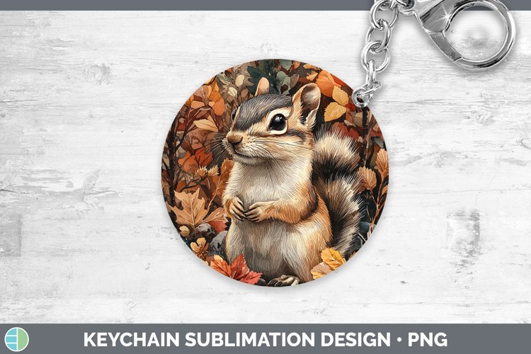 Autumn Woodland Animals Chipmunk Keychain Sublimation Keyrin