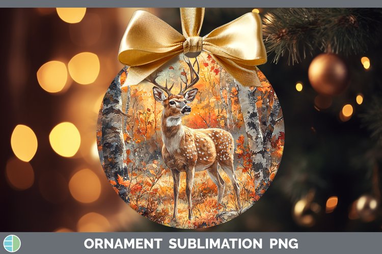 Autumn Woodland Animals Deer Ornament Sublimation Bauble Des