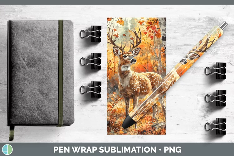 Autumn Woodland Animals Deer Pen Wrap Sublimation Epoxy Pen