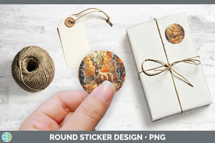 Autumn Woodland Animals Deer Stickers | Round Labels Designs